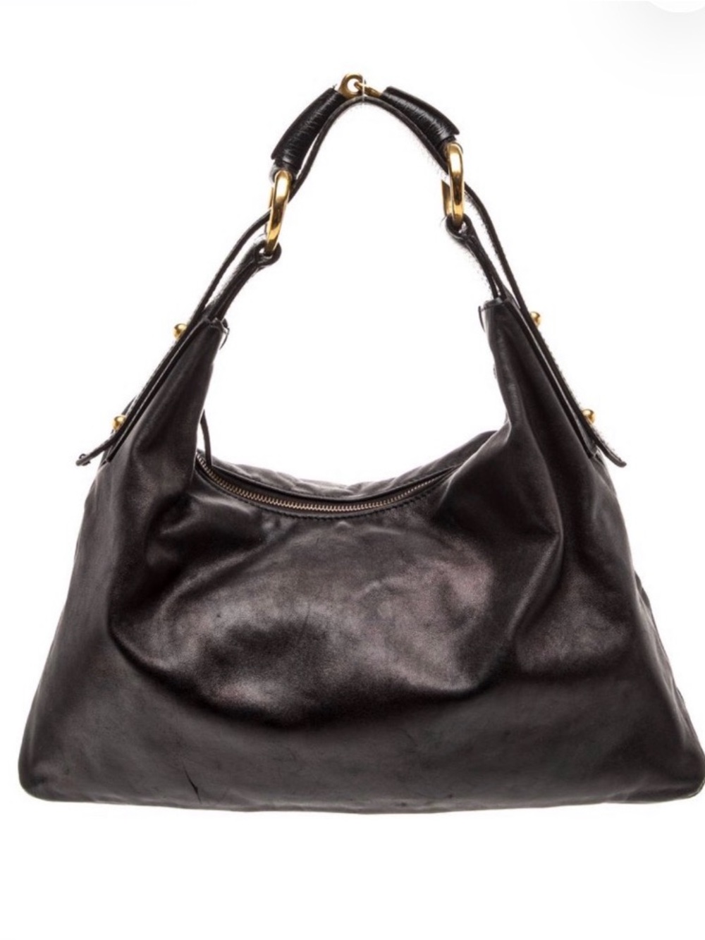 Authentic Gucci Black Leather Horsebit Hobo Bag Medium Vintage - Picture 2 of 13